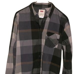 Levi's Mens Long Sleeve Button Up Grey/Green Plaid Size Small #117508